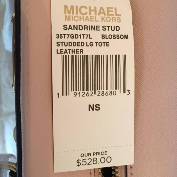 Michael Kors Sandrine Large Studded Saffiano Pink Leather NWT - Picture 3 of 8